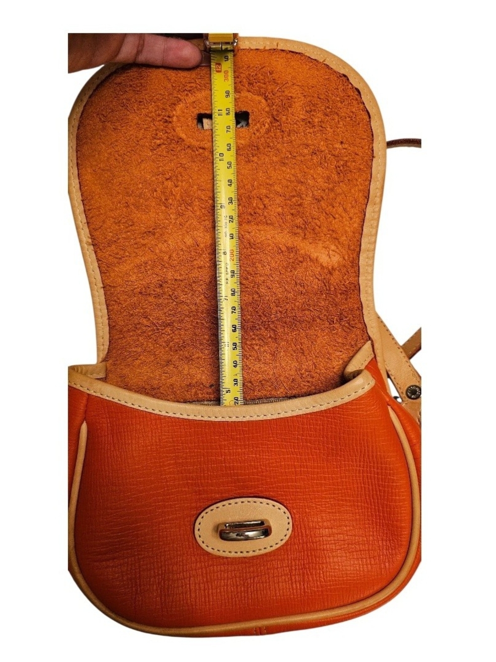 Vintage Dooney & Bourke Orange All Weather Leather Crossbody Bag AWL Equestrian - Picture 6 of 13